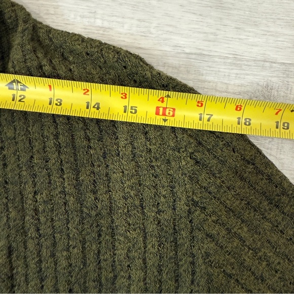 Olive Green Women's Open Knit Cardigan Size L - Picture 10 of 15